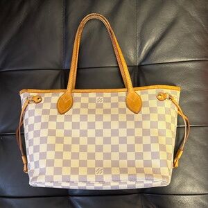 Louis Vuitton PM Damier Azur Tote in Tan and Cream